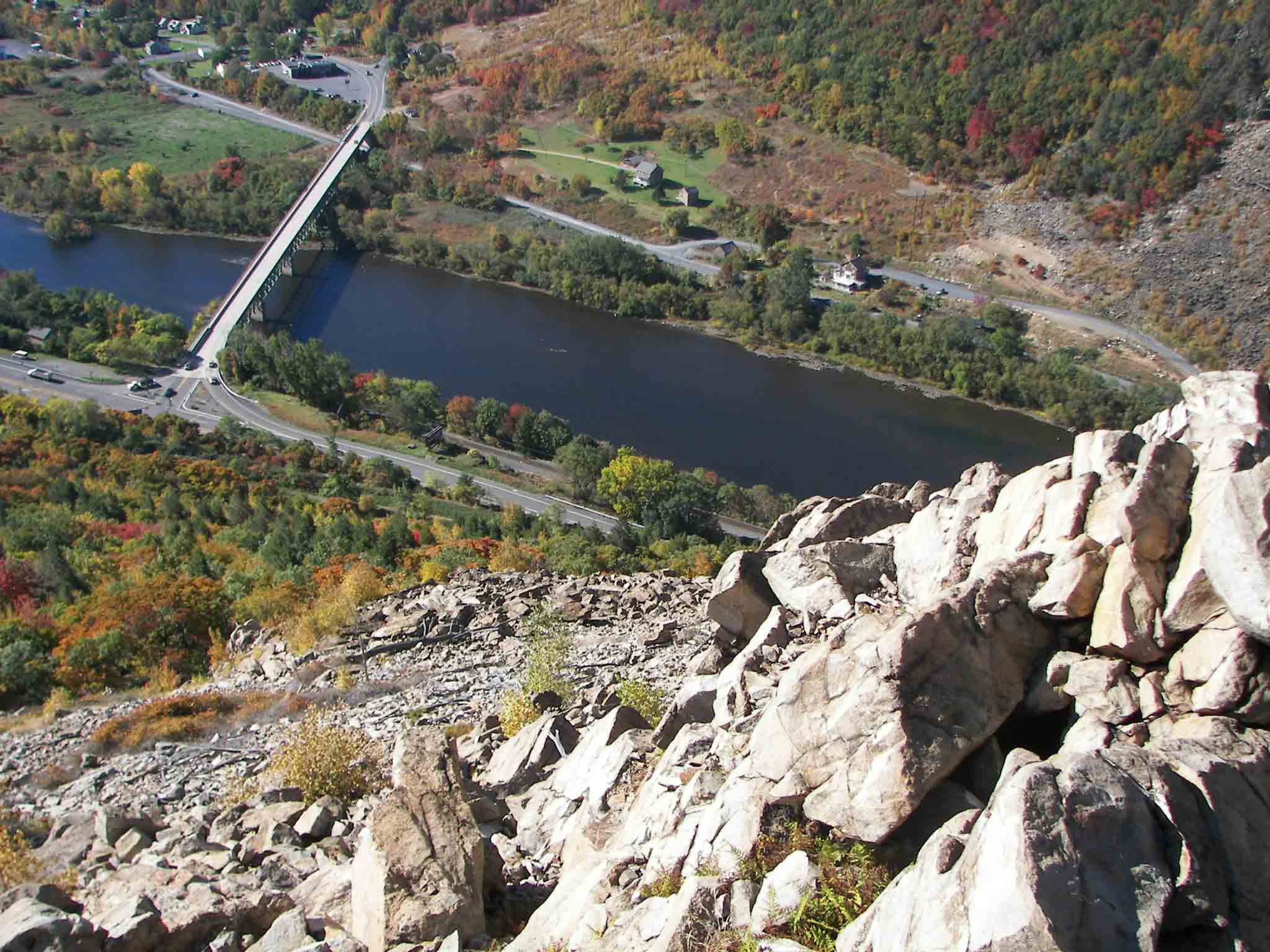 mm 19.5 View from the rocks above with the Lehigh River and  PA 873 
bridge far below  Courtesy jadams444@aol.com